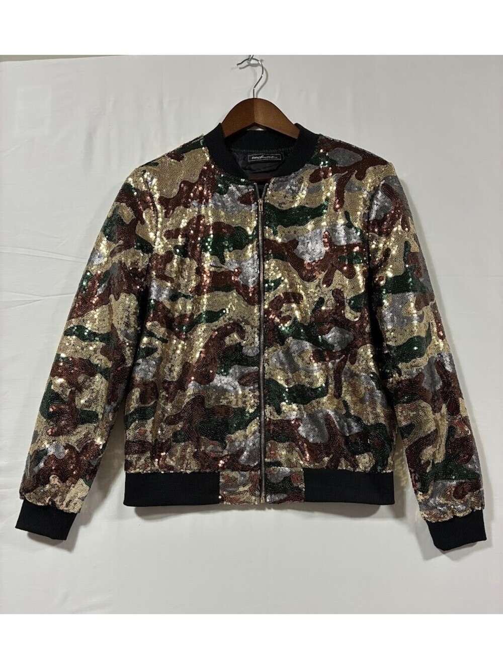 Touch Me Sequin Camouflage Bomber Jacket